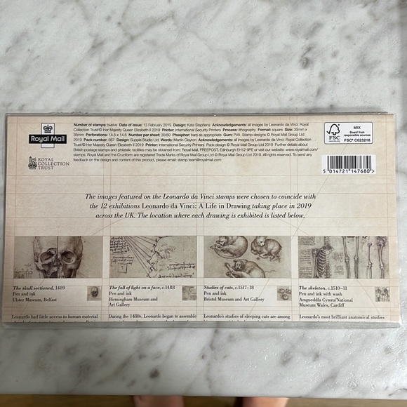 Royal mail mint stamps, Leonardo da Vinci - Picture 2 of 6
